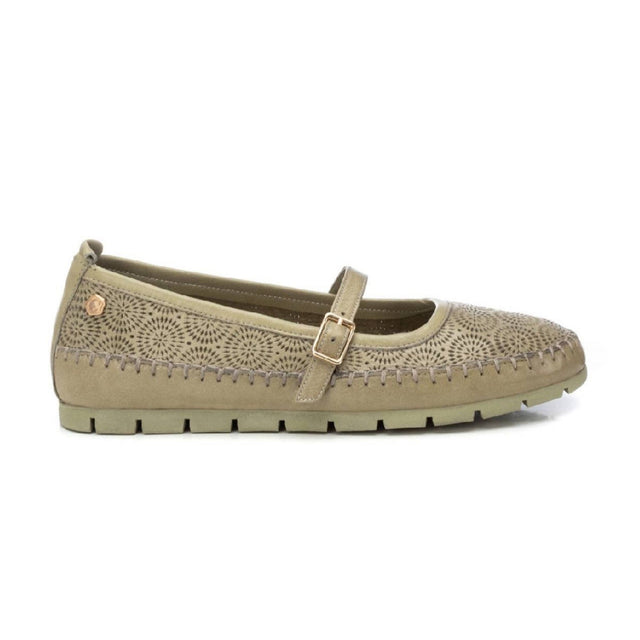 Carmela Mary Jane w Rosette Pattern 162080 - Khaki - My Shoe Shop - Flat