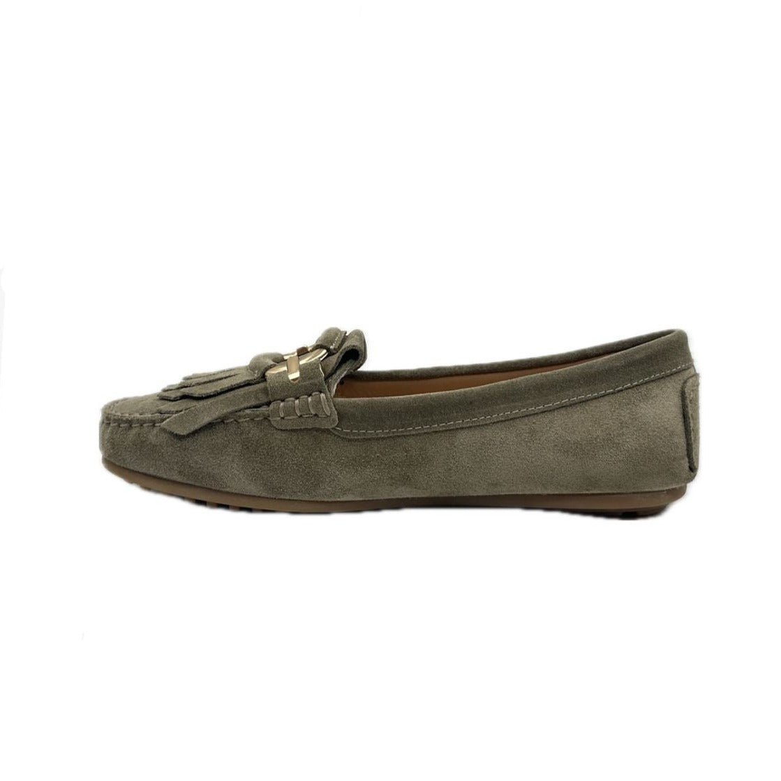 Via Veneto Moccasin 1268 Suede - Olive - My Shoe Shop - Moccasin