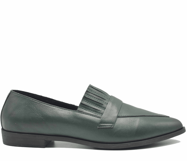 Bueno Leather Loafer with detail - Green - My Shoe Shop - Loafer