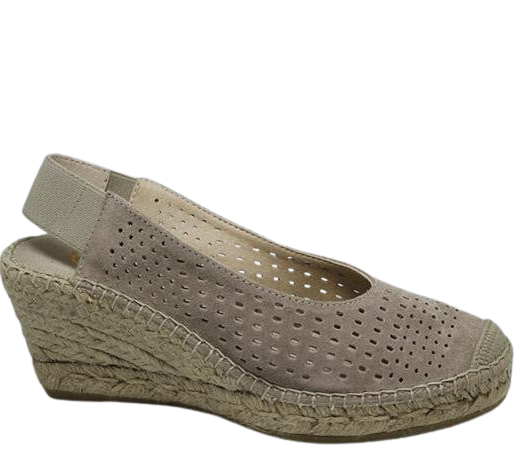 Vidorreta Wedge w Lasercut Suede - Taupe