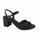 Via Veneto black leather block-heel sandal with open toe and adjustable buckle fastening.