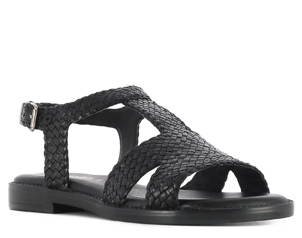 Carmela 162199 Leather Flat Sandal -  black