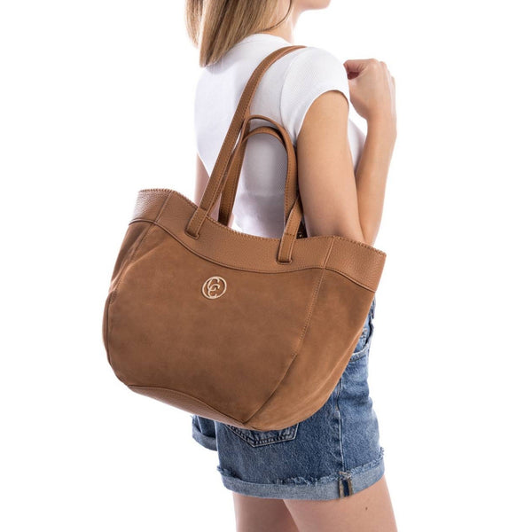 Shop Carmela Double Strap Suede Bag 186145 in Camel at Myshoeshop.co.za