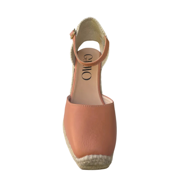 Gaimo Yosie V0004 leather closed square-toe espadrille wedge in Bran Pharo