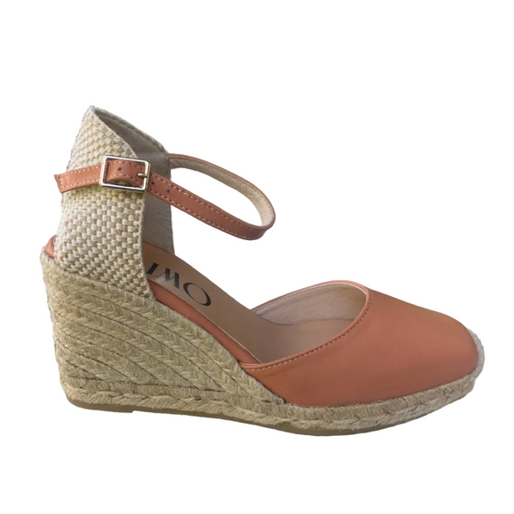 Gaimo Yosie V0004 leather closed square-toe espadrille wedge in Bran Pharo