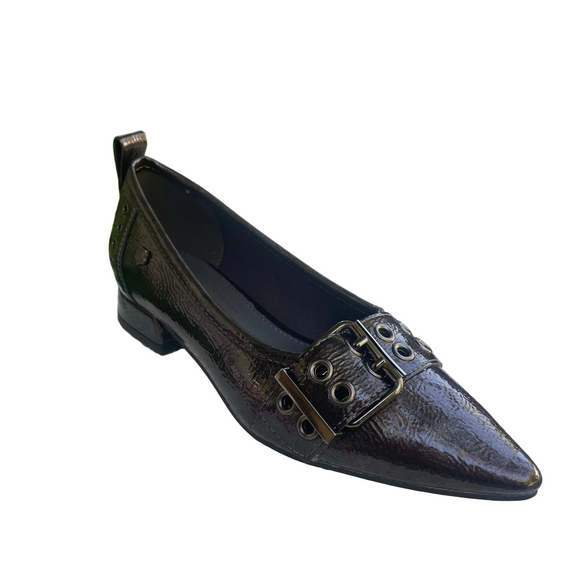 Carmela 162709 patent pointed-toe ballerina flat in Grey