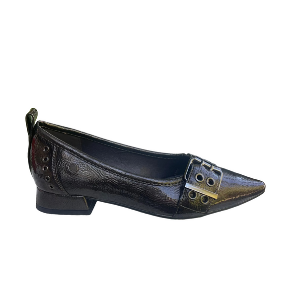 Carmela 162709 patent pointed-toe ballerina flat in Grey