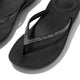 FitFlop iQushion Sparkle - Black, close-up of toe-post strap and footbed