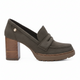 A khaki brown suede block heel shoe shown from a side angle on a white background, with text below reading 'Carmela 161137 Suede Block Heel Shoe - Khaki' and 'R 2,699.00'.