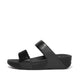 FitFlop Lulu Crystal Embellished Slide - All Black, rear three-quarter view
