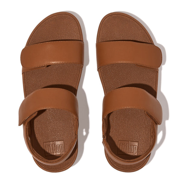 FitFlop Lulu Adjustable Leather Back-Strap - Tan, pair viewed from above