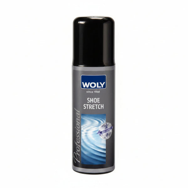 A can of Woly Shoe Stretch on a plain white background.