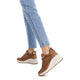 Carmela 161845 camel leather wedge sneaker with metallic accents