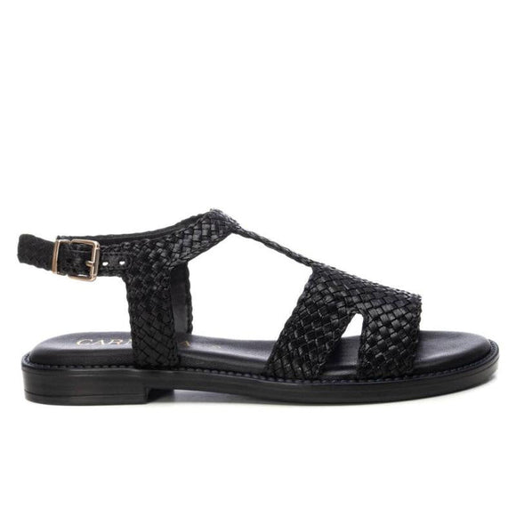 Carmela 162199 Leather Flat Sandal - Black - My Shoe Shop - sandal