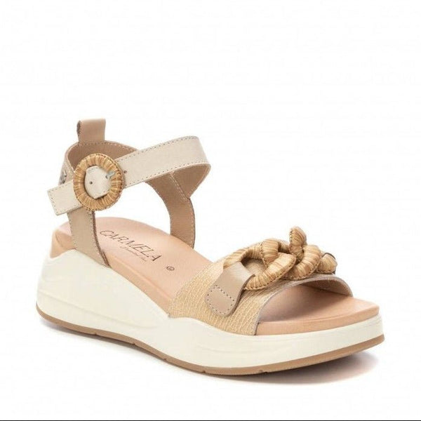 Carmela 162331 Leather Chunky Sandal - Beige - My Shoe Shop - Wedge