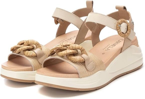 Carmela 162331 Leather Chunky Sandal - Beige - My Shoe Shop - Wedge
