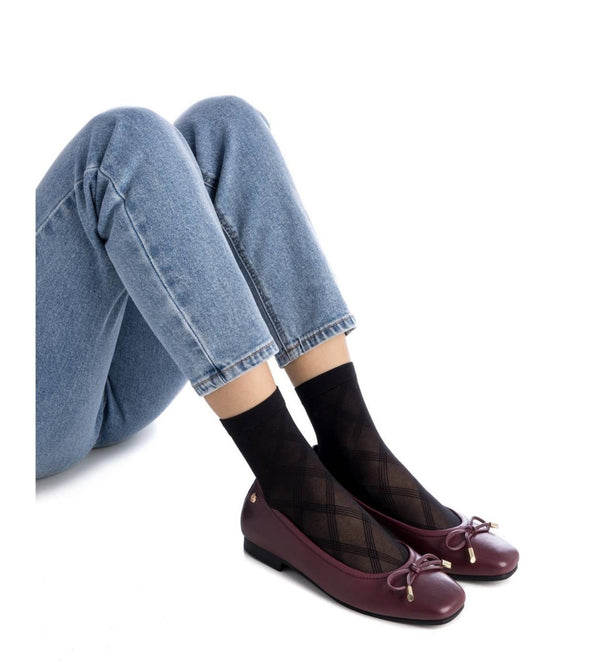 Carmela Ballerina with Bow Detail 161791 - Burgundy - My Shoe Shop - Ballerina