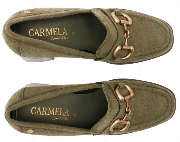 Carmela Block Heel with Link Detail 161138 - Khaki - My Shoe Shop - Heel