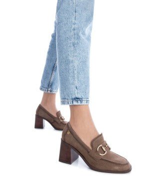Carmela Block Heel with Link Detail 161138 - Taupe - My Shoe Shop - General