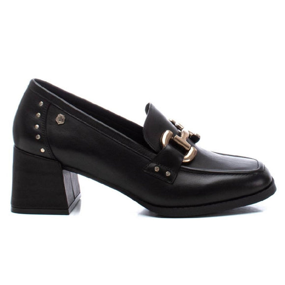 Carmela Block Heel with Link Detail 161941 - Black - My Shoe Shop - Heel
