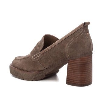 Carmela Closed Block Heel Shoe 161857 - Taupe - My Shoe Shop - Heels
