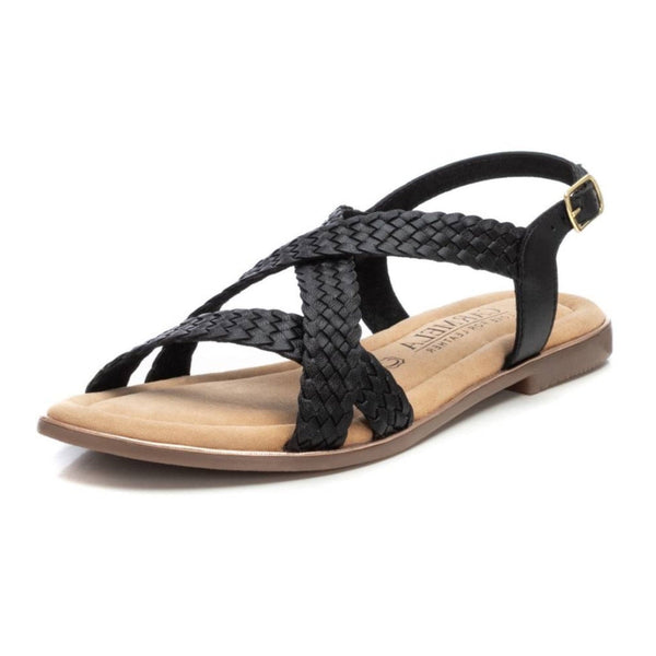 Carmela Flat Leather Sandal 162387 - Black - My Shoe Shop - Sandal