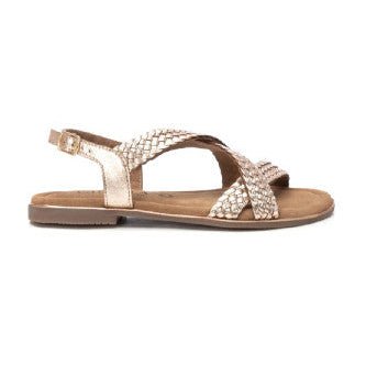 Carmela Flat Leather Sandal 162387 - Gold - My Shoe Shop - sandal