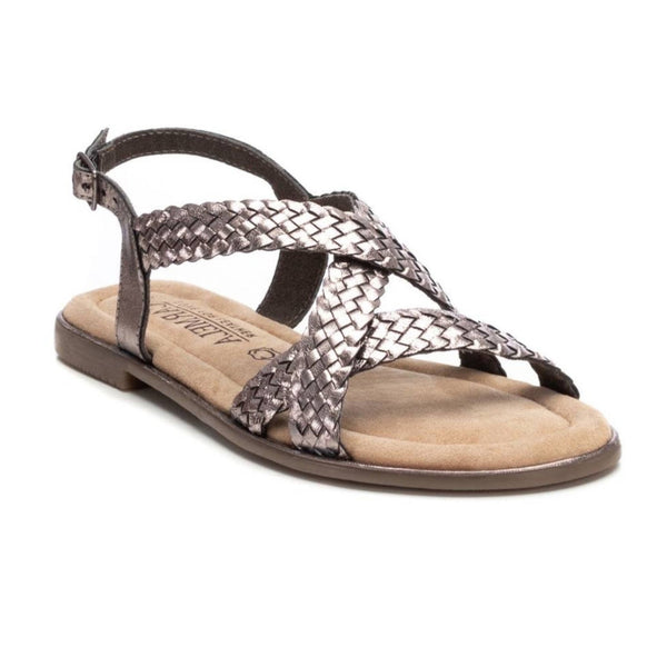Carmela Flat Leather Sandal 162387 - Silver (Plomo) - My Shoe Shop - sandal