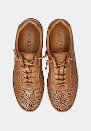Carmela Lasercut Leather Sneaker 162327- Camel - My Shoe Shop - Sneaker