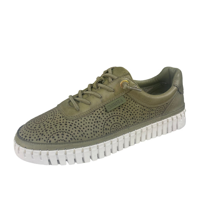 Carmela Lasercut Leather Sneaker 162327- Khaki - My Shoe Shop - Sneaker