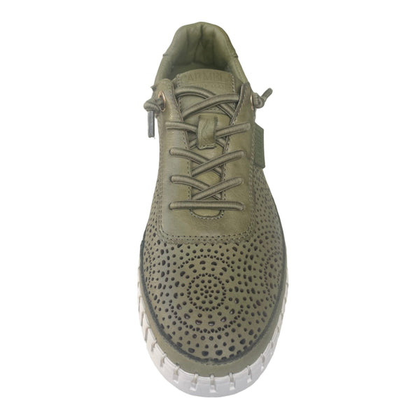 Carmela Lasercut Leather Sneaker 162327- Khaki - My Shoe Shop - Sneaker