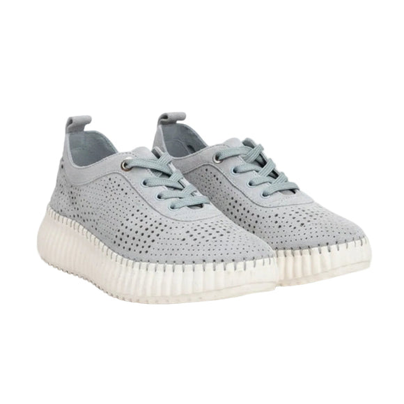 Carmela 162325 jeans lasercut suede sneaker side view