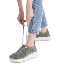 Carmela Lasercut Suede Sneaker 162325 - Khaki - My Shoe Shop - Sneaker