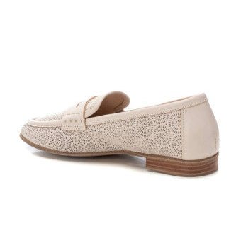 Carmela Leather Moccasin with Rosette Pattern 162170 - Beige - My Shoe Shop - Moccasin