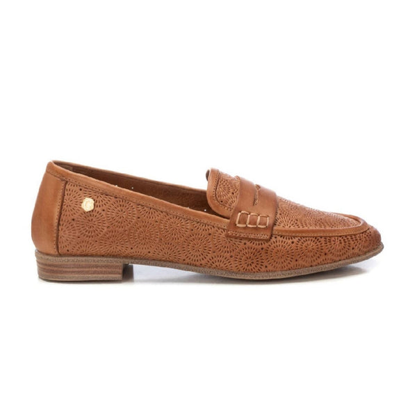 Carmela Leather Moccasin with Rosette Pattern 162170 - Camel - My Shoe Shop - Moccasin