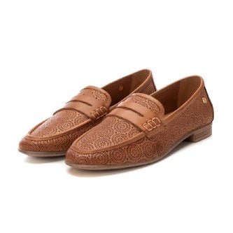 Carmela Leather Moccasin with Rosette Pattern 162170 - Camel - My Shoe Shop - Moccasin