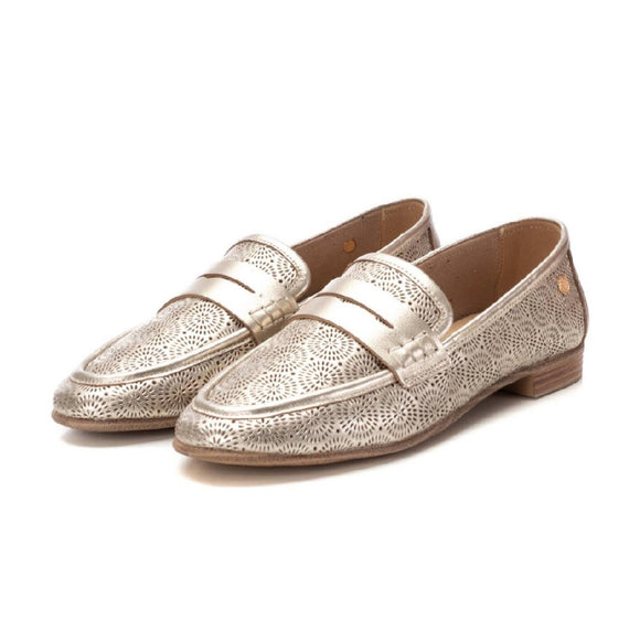 Carmela Leather Moccasin with Rosette Pattern 162170 - Gold - My Shoe Shop - Mocassin