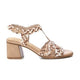 Carmela Leather Sandal with Block Heel 162190 - Beige - My Shoe Shop - sandal