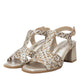 Carmela Leather Sandal with Block Heel 162190 - Gold - My Shoe Shop - sandal