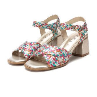 Carmela Leather Sandal with Block Heel 162190 - Multicoloured - My Shoe Shop - sandal