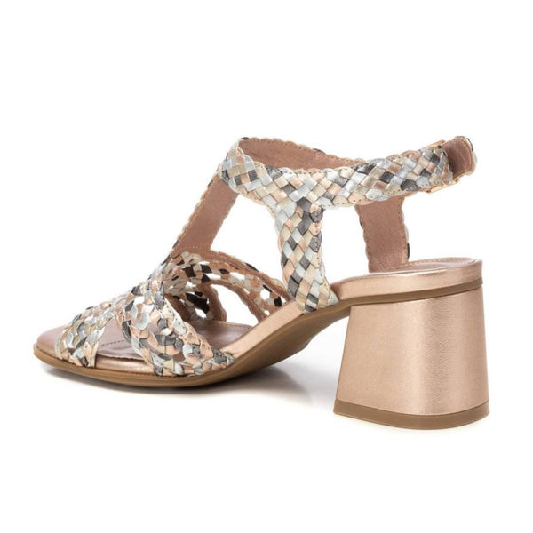 Carmela Leather Sandal with Block Heel 162190 - Nude - My Shoe Shop - sandal