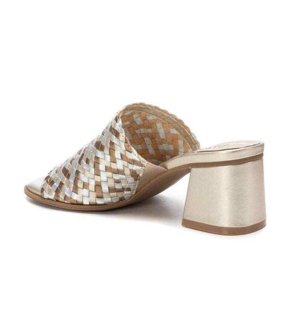 Carmela Leather Slip-in Sandal with Block Heel 162191 - Gold - My Shoe Shop - Sandal