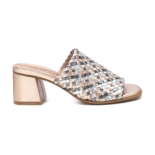 Carmela Leather Slip-in Sandal with Block Heel 162191 - Nude - My Shoe Shop - sandal