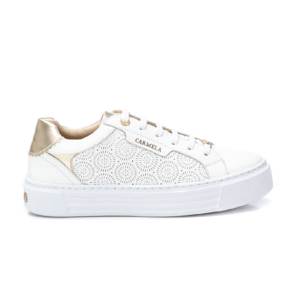 Carmela 162058 white rosette leather sneaker alternate view