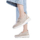 Carmela Leather Wedge Moccasin with Rosette Pattern 162275 - Beige - My Shoe Shop - Moccasin