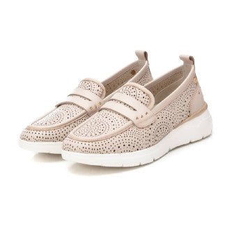 Carmela Leather Wedge Moccasin with Rosette Pattern 162275 - Beige - My Shoe Shop - Moccasin