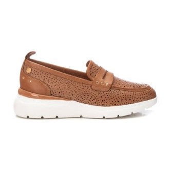 Carmela Leather Wedge Moccasin with Rosette Pattern 162275 - Camel - My Shoe Shop - Moccasin