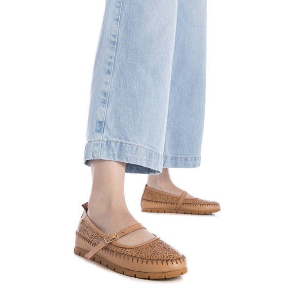 Carmela Mary Jane w Rosette Pattern 162080 - Camel - My Shoe Shop - Flat