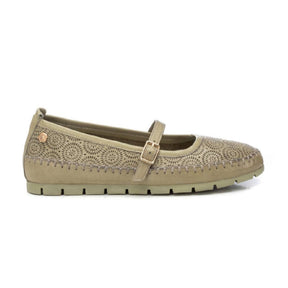 Carmela Mary Jane w Rosette Pattern 162080 - Khaki - My Shoe Shop - Flat