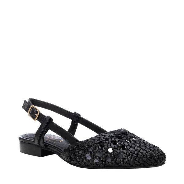 Carmela Open Leather Sandal with Backstrap 162412 - Black - My Shoe Shop - Flat